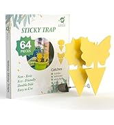 LFSYS 64 Pcs Sticky Traps for gnat, Yellow Stick Traps for Plants, Fungus gnat Traps Double Side ...