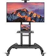 PERLESMITH Rolling/Mobile TV Cart with Wheels for 32-82 Inch LCD LED 4K Flat Screen TVs - TV Floo...