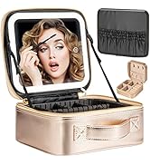 Extrei Gent Makeup Travel Train Case with Mirror LED Light 3 Adjustable Brightness Cosmetic Bag P...
