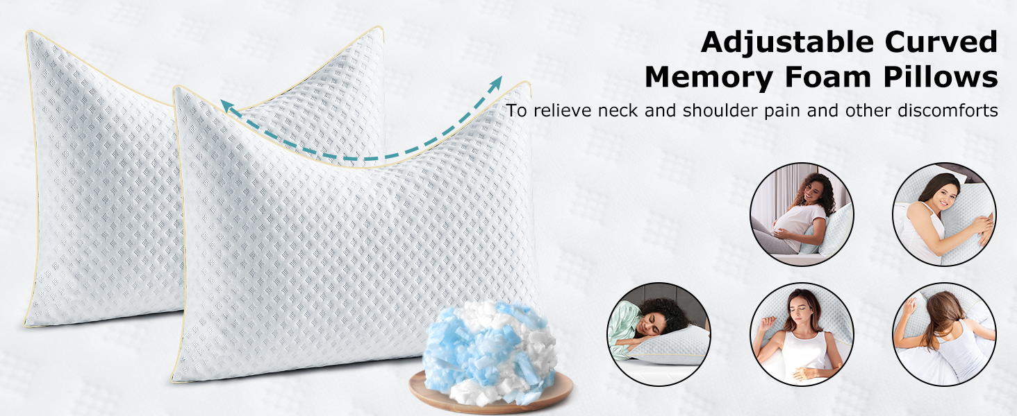 adjustable memory foam curved pillows