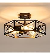 KUZIEG Modern Farmhouse Semi Flush Mount Ceiling Light,Industrial Black Ceiling Lighting Fixture,...