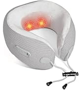 Electric Neck Massager,Portable Travel Pillow with Massage and Heat,Rechargeable vibrating Neck P...