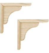 Mcredy 2 PCS Wood Shelf Bracket,6 Inch Triangle Wall Mount L Bracket Shelf Support,Wave Wooden Fl...