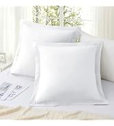 KKJIAF White 26x26 Euro Pillow Covers Set of 2, Soft &amp; Cozy Cotton Euro Pillow Shams, Wrinkle Res...