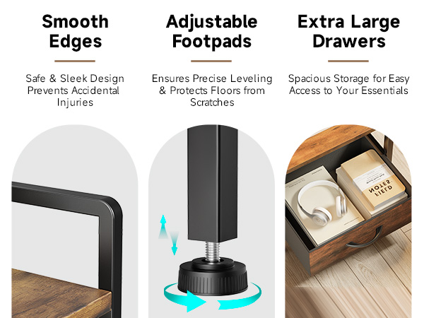 nightstand 2 drawers