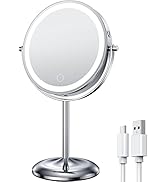 Gospire Rechargeable Lighted Makeup Mirror 7", 1X/10X Double-Sided Magnifying LED Vanity Mirror 3...