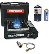 Propane or Butane Stove with Windblocker, Dual Fuel 10,000 BTU Propane Stove for Camping, Automat...