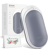 BESKAR Rechargeable Hand Warmer, 5200mAh Electric Hand Heater, Double-Sided Heating, USB Quick Ch...