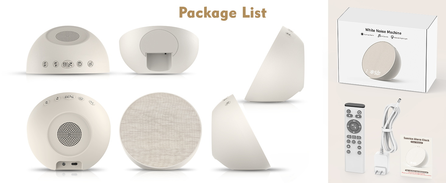 package list of white noise alarm clock for adults