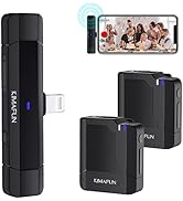 KIMAFUN 2 Pack Lavalier Microphone Wireless for iPhone iPad, Dual Lapel Clip on Mic with Lightnin...