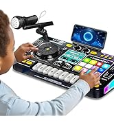Kids DJ Mixer Controller Table Musical Toy Electronic Toy with LED Lights Sound Effect Microphone...