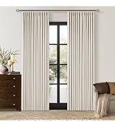Pinch Pleated Blackout Linen Curtains 84 Inch Long for Living Room Bedroom Room Darkening Thick L...