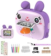 CAMCLID Instant Camera for Kids, 2.5K Kids Camera Instant Print with No Ink Print Paper &amp; 32G Car...