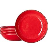 LEHAHA Vintage Melamine Pasta Bowls, Set of 6, 9.25 inch Large Salad Bowls, Unbreakable 100% Mela...
