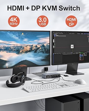 HDMI Displayport USB 3.0 KVM Switch