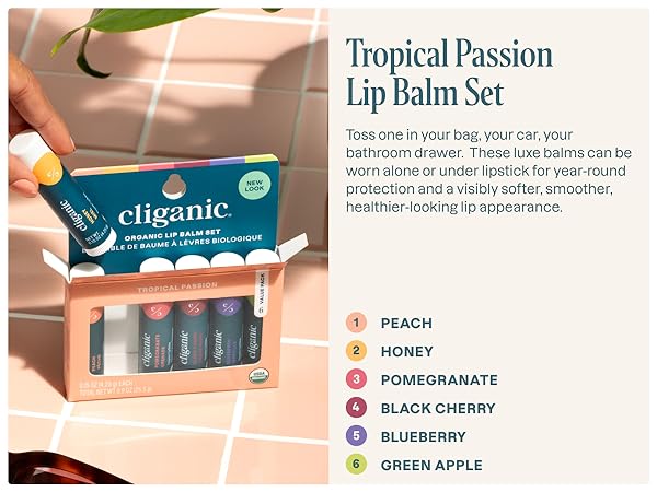 Cliganic Tropical Passion Lip Balm Set