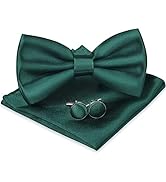 URAQT Men's Bow Tie, Classic Solid Color Pre-Tied Bow Tie for Men Satin Tux Bowtie Set Adjustable...