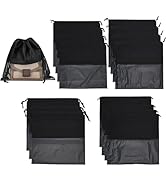 PH PandaHall 14pcs 4 Sizes Dustproof Drawstring Bags, Black Non-Woven Storage Bag with Clear Wind...