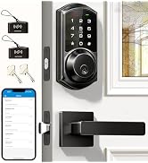 Veise VE06-L Smart Locks with 2 Lever Handle Set, App Control, Keyless Entry Deadbolt for Front D...