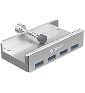 ORICO USB 3.0 Hub Clamp Adapter, Aluminum 4-Port USB Splitter with Extra Power Supply Port and 4....