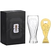 Official FIFA World Cup 2026 Edition - 17oz Pilsner Beer Glass &amp; 6-Inch Trophy Bottle Opener Gift...