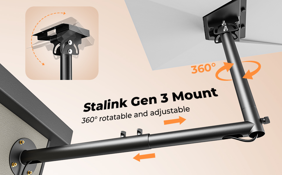 Starlink Gen 3 Mount, Adjustable Length Starlink Gen 3 Mounting