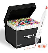 AnyMark Alcohol Markers Brush Tip, 120+1 Colors Dual Tip Brush &amp; Chisel Alcohol-Based Art Markers...