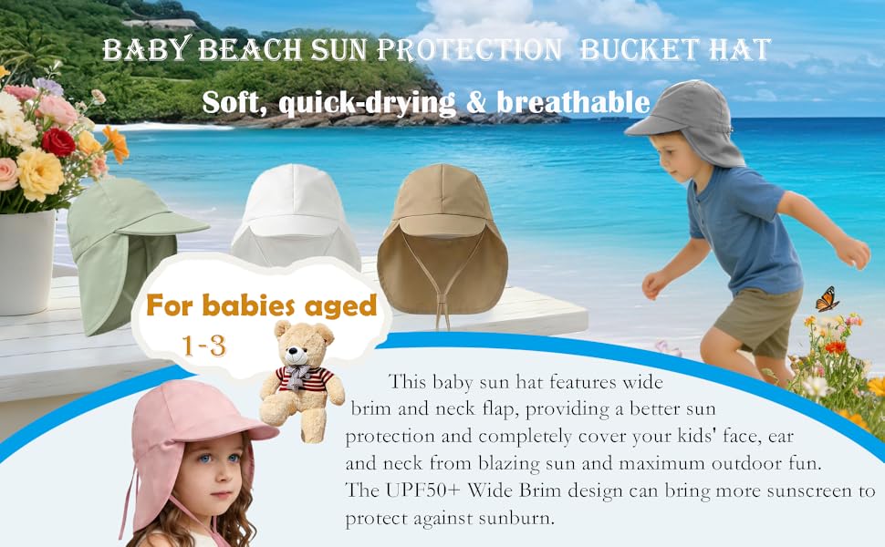 Quick-dry baby sun hat UPF 50+ protection Summer Beach Hat for Traveling Swim Hat