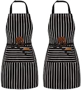 BeLuyi 2 Pack Adjustable Bib Apron with 2 Pockets Chef Cooking Kitchen Restaurant Aprons for Wome...