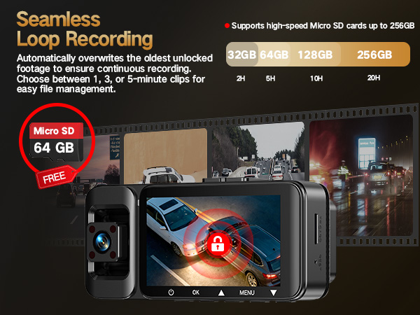 4K Dash Cam Front and Rear Inside, 3-Channel Cars Camera Dash