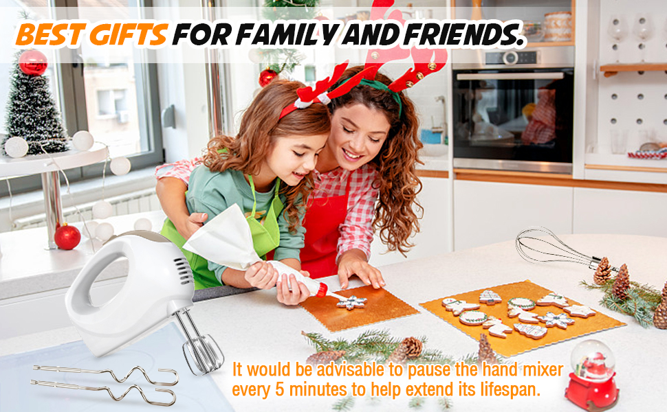 5-Speed Electric Hand Mixer with Whisk, Traditional Beaters