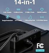 Surge Protector Power Strip with USB, 5FT 100% Pure Copper Wire Extension Cord Multiple Outlets-9...