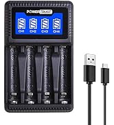 PowerTrust AA AAA Battery Charger with USB Cable for Ni-MH AA AAA Rechargeable Batteries