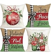 Allorry Christmas Pillow Covers 18x18 inch Set of 4 Christmas Decorations Christmas Tree vase Chr...