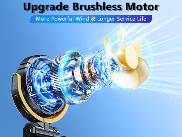 car fan with brushless motor, improved service life running more quietly no disturb driving or rest