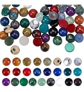 PH PandaHall 50pcs 25 Styles Natural Stone Gems 4mm Gemstone Cabochons Half Round Flatback Caboch...