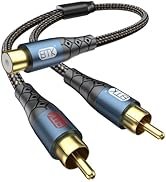 EMK RCA Splitter 2 Male to Female Extension Cable Dual Shielding Gold Plated Nylon Braided RCA Sp...