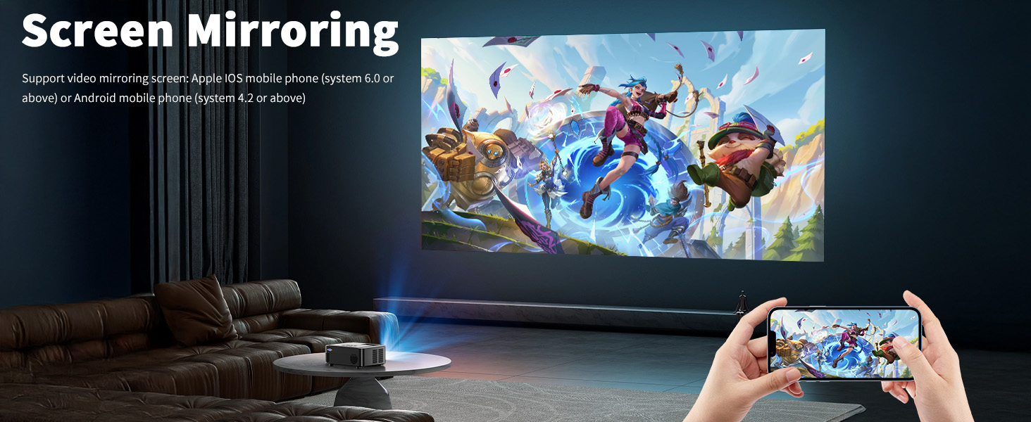 Projector with WIFI and Bluetooth,Native 1080P Projector,Portable Movie Projector for Outdoor Use