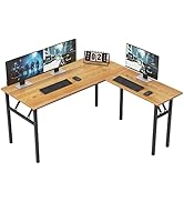 Need L Shaped Desk, Folding Computer Desk, 55 inches x 55 inches L Desk for Home Office, One-Step...