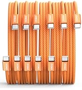 ZEDKO 60W USB C to USB C Cable Fast Charging Nylon Braided Type C to Type C Charging Cable 6-Pack...