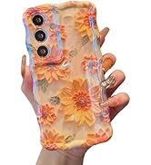 XIZYO Case for Samsung Galaxy S25, Colorful Retro Oil Painting Flower Cute Floral Aesthetic Curly...