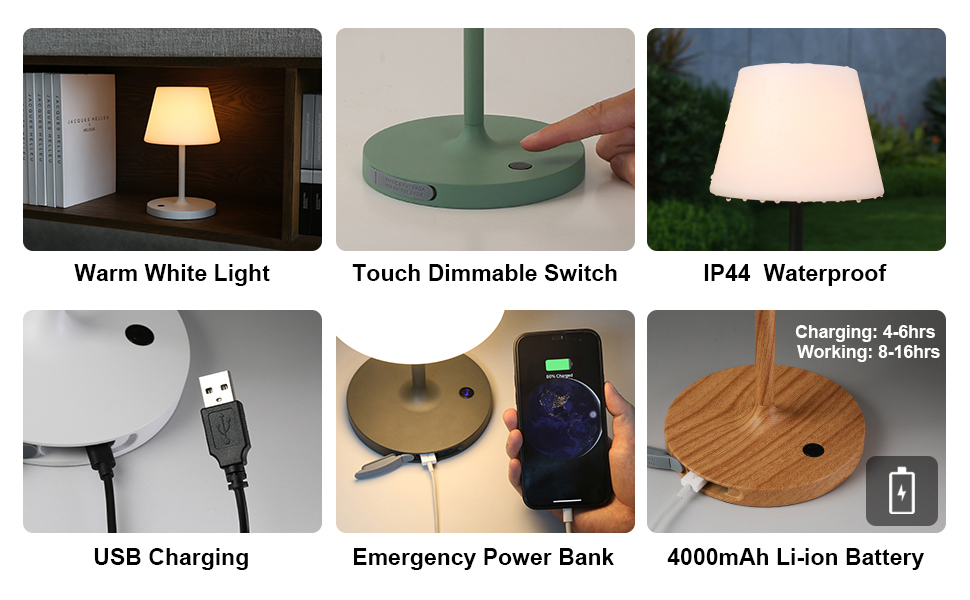 WEILAILUX Small Rechargeable Cordless Table Lamp-4