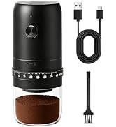 Portable Electric Burr Coffee Grinder with 40 Adjustable Settings &amp; External Adjustment, 1800mAh ...