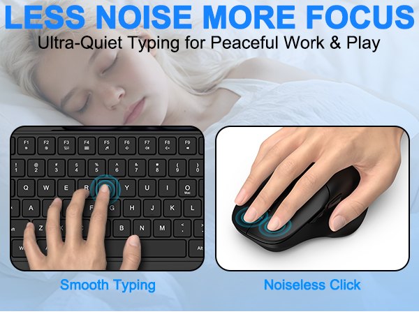 Wireless Keyboard and Mouse, Comfort Ergonomic Palm Rest Keyboard Mouse Combo Phone Holder
