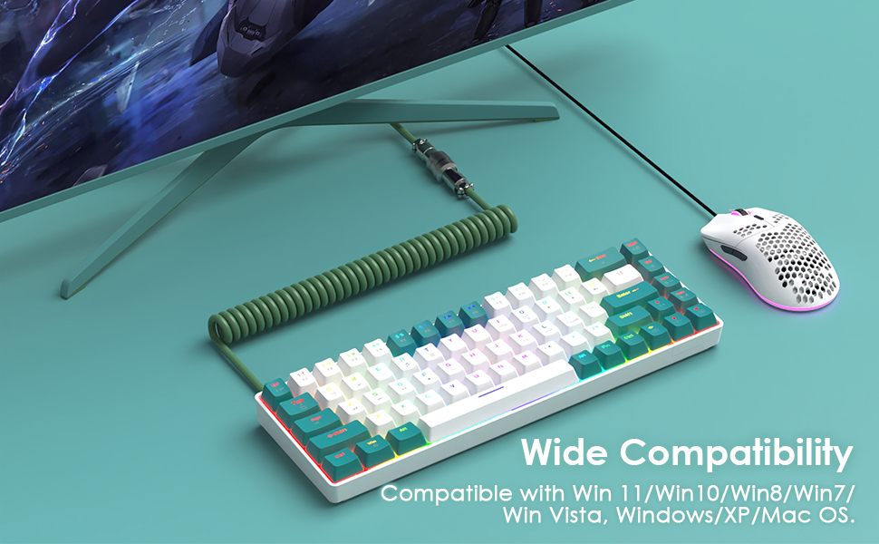 Ergonomic mechanical gaming keyboard mini portable with wide compatibility