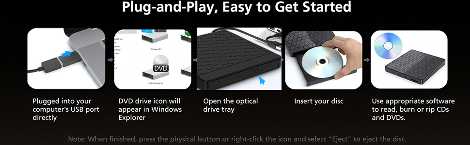 External CD/DVD Drive for Laptop CD Burner DVD Player for Laptop CD Reader for Laptop Mac PC