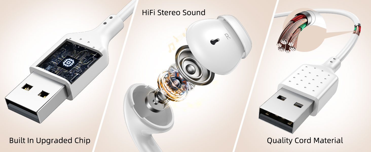 usb earbuds for computer pc laptop
