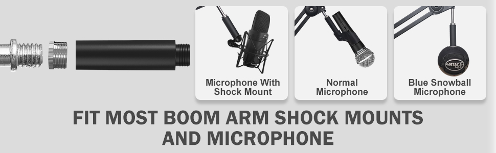fit most boom arm shock mounts and microphone