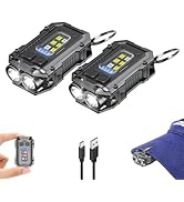 VOHIVI 2PACK EDC Keychain Flashlight - Super Bright Mini Keychain Light with Hat Clip, Magnetic B...