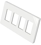 BESTTEN [1 Pack] 4 Gang Mid-Size Screwless Decorative Wall Plate, USWP4 Glossy Off White, Midway ...